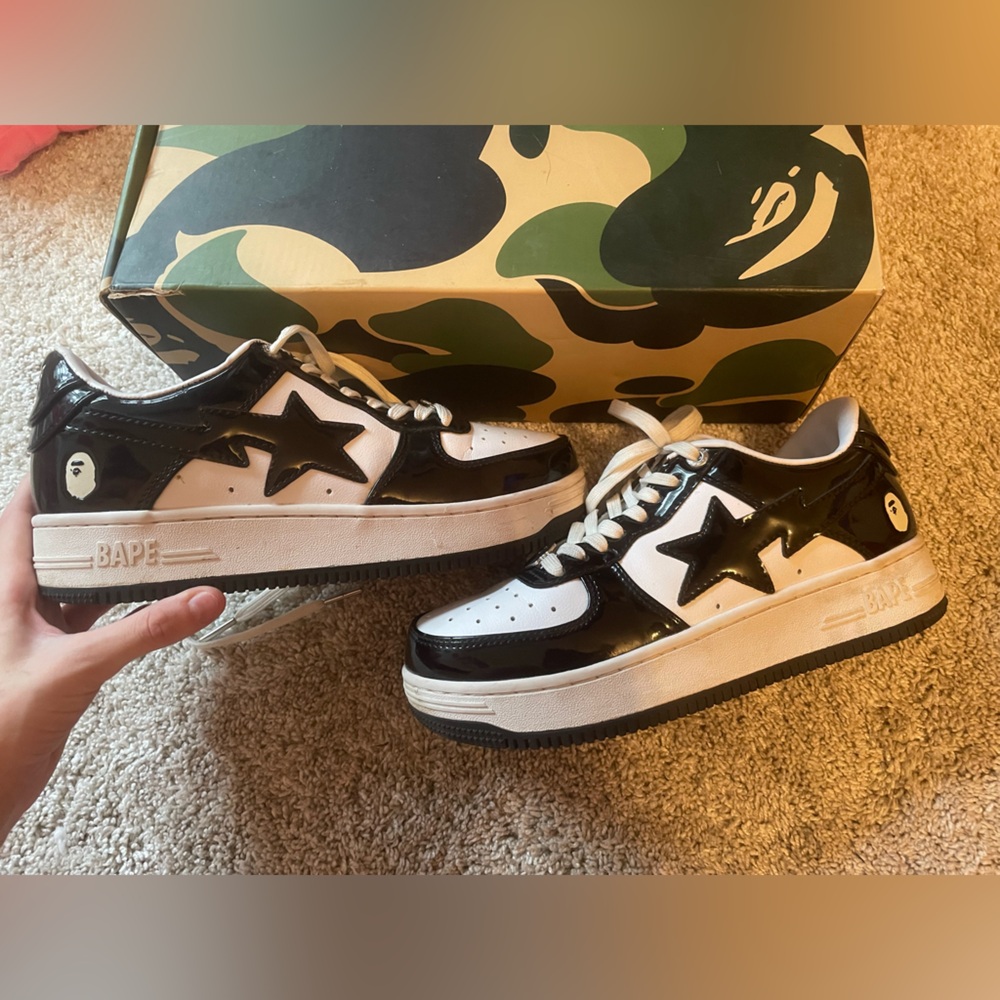 BAPE STA black and white sneakers